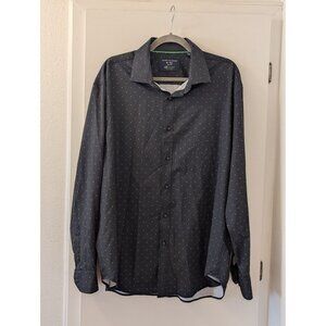 Society Of Threads XL Slim Fit Black Button-Up Shirt With IntelliFresh Anti-Odor